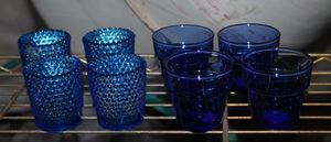 lot 55 image: Vintage Blue and Cobalt Blue small Candle Holders