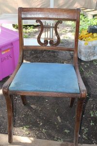 lot 102 image: Wooden Chair with Greek Lyre Harp