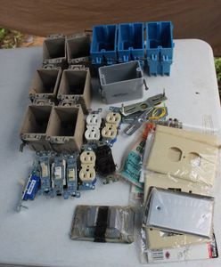 lot 142 image: Electrical Switch and Plug Boxes, Covers, Switches and more