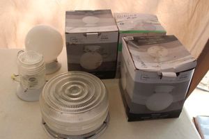 lot 181 image: Five ceiling light, fixtures & 1 Globe