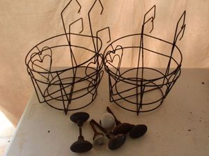 lot 185 image: Vintage plant holders & Antique door knobs