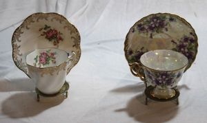 lot 212 image: Beautiful Tea Cups and Saucers (2 Sets) Stands not included