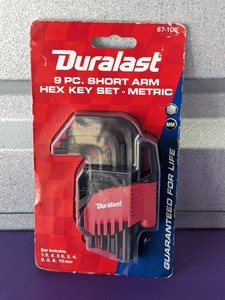 lot 30 image: NEW - Duralast 9 PC. SHORT ARM HEX KEY SET-METRIC