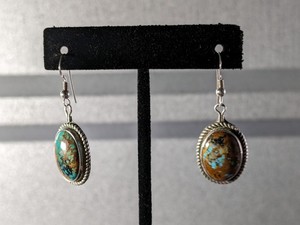 lot 282 image: Signed Navajo Made Sterling Silver Turquoise Earrings Marked JVT