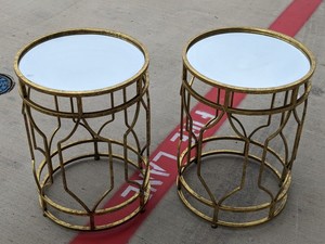 lot 301 image: Lot of 2 - Gold Metal Accent Table