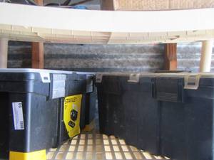 lot 50 image: Black and yellow Stanley tool box- blue tool box