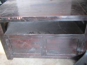 lot 67 image: Solid wood -  2 door coffee table needs some tlc