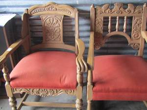 lot 2 image: Very nice office chairs wooden solid  qty 2 styles vary