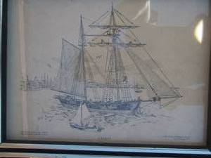 lot 162 image: framed sailboat art qty 4
