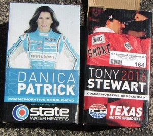 lot 164 image: 2017 Danica Patrick bobble head, 2016 Tony Stewart bobble head