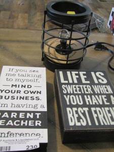 lot 230 image: Scentsy warmer, 2 wooden wall signs