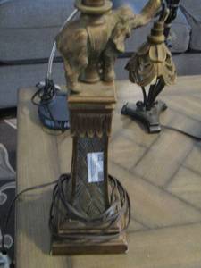 lot 238 image: bronze elephant table lamp 31 in tall no shade