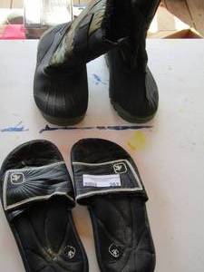 lot 262 image: And1 mens slides size 8, size 6 snow boots both used