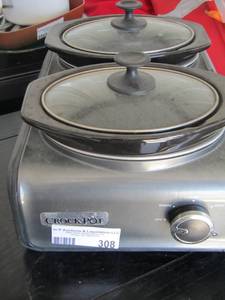 lot 308 image: double mini crock pot unit