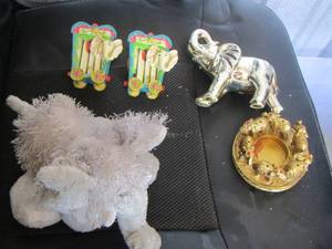 lot 322 image: Elephant candle holder- various other Elephant dcor