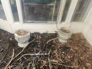 lot 240 image: Selection of 2 decorative concrete planters - 13 tall