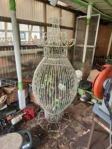 lot 208 image: Large wrought iron ornate-decorative birdcage - 64 tall