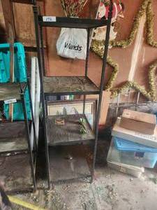 lot 172 image: Wrought iron shelf unit - 18 x 20 x 64 tall