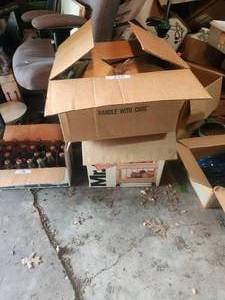 lot 180 image: Selection of 2 boxes of various wood art projects