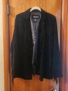 lot 127 image: Denim & Co. black leather jacket - S