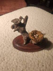lot 27 image: Driftwood art of bird and nest of eggs by Anita Bond