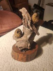 lot 5 image: Driftwood Owl statue made by Anita Bond