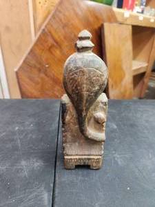 lot 10 image: Vintage hand carved wooden cobra statue