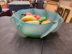 lot 68 image: Large Glass bowl with glass fruit