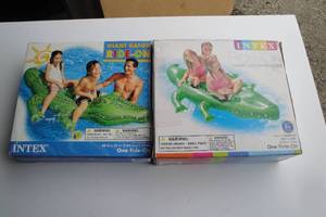 lot 12 image: 2-New In Box Intex- -Inflatable Giant Gator Pool Ride-On Floats, About 80 x 45  Note 2 X Money