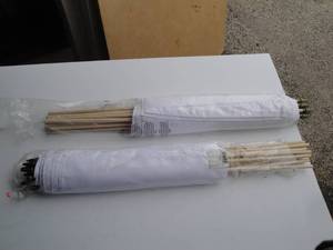 lot 41 image: 2-Bundles Of 12 NEW-White 12 x 18 White (Printable) Flags On 24 Wooden Sticks, Note 2 x Bundle