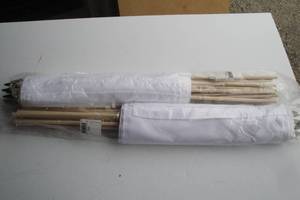 lot 45 image: 2-Bundles Of 12 NEW-White 12 x 18 White (Printable) Flags On 24 Wooden Sticks, Note 2 x Bundle