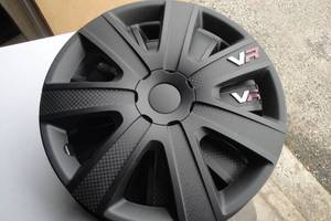 lot 15 image: Set of 4-New 17- VR-Black Plastic Hubcaps