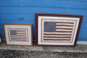 lot 81 image: Lot Of 2-Framed Patriotic Flag Pictures. 1-22 x 18 These Colors Dont Run and 1-32 x 26 TAPS