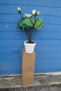lot 92 image: Lot Of 12-Boxes Of White Artificial Floral Plants In White Plastic Pots, About 24-H, All New In Boxes