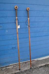 lot 134 image: Lot Of 2-55-Long Walking Sticks With Removeable Rubber Tips to convert to Metal Tip Hiking Sticks.