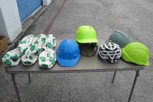 lot 146 image: Mixed Lot- Including Lot Of 5-Helmets And Hard Hats,And   7-Unflated Soccer Balls