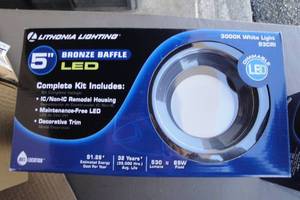 lot 173 image: 4-Lithona Lighting LK5BORB LED 5 Oil Rubbed Bronze Baffle Lights, Retro Kit, Note 4 X Money