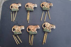 lot 184 image: Lot Of 6-Small Tiger Wind Chimes, 7-H Including Chimes