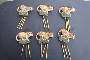 lot 196 image: Lot Of 6-Small Tiger Wind Chimes, 7-H Including Chimes