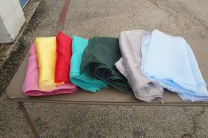 lot 197 image: Lot Of 9-Mixed Colors Of Sheer Tablecloths