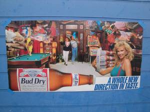 lot 219 image: 1989 Bud Dry Poster, A Whole New Direction In Taste, Poster, About 36 x 19