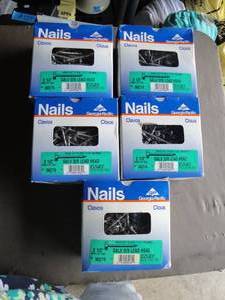 lot 223 image: 5-Boxes Of Georgia-Pacific Galvanized, 2-12 DS Lead Head Construction Nails, five 5 lb. boxes, Note 5 x Money