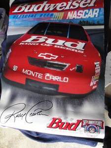 lot 216 image: 9- Budweiser 50-th. Anniversary Nascar Posters, Car # 50 Ricky Craven, About 19 x 27 Note 9 X Money