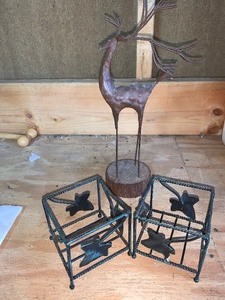 lot 113 image: Metal candle holders  cool  see pics