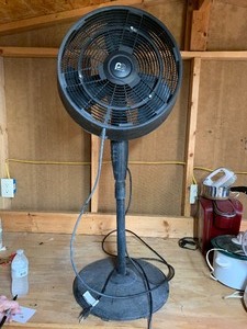 lot 128 image: floor pedestal perfect air fan with water hose connector mister see pics