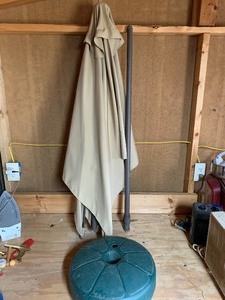 lot 133 image: Outdoor umbrella with base   see pics