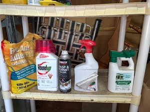 lot 139 image: assorted used pesticides weed killer    see pics