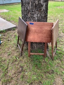 lot 155 image: 3 wooden tv dinner tables   see pics