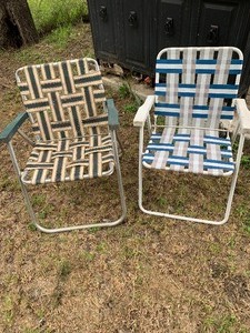 lot 158 image: 2 vintage aluminum outdoor chairs   see pics
