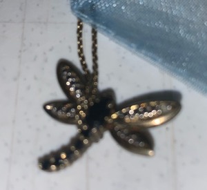lot 34 image: Sapphire and silver dragonfly necklace